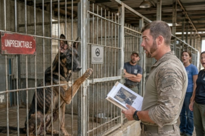 Everyone at the shelter avoided the German Shepherd in cage 68. The card said “unpredictable. Do not approach.” He was days away from being put down. Then a Navy SEAL walked past — and instantly recognized something the shelter workers never did.