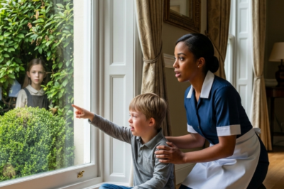 Every day, a billionaire ignored his autistic son pointing at the same window. Until one maid decided to kneel down and really look. What she found in the backyard changed everything.