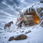 He Pulled a Wrecked Wagon Into a Rock Hollow and Sealed Every Gap — The Blizzard Never Touched Him