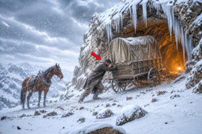 He Pulled a Wrecked Wagon Into a Rock Hollow and Sealed Every Gap — The Blizzard Never Touched Him