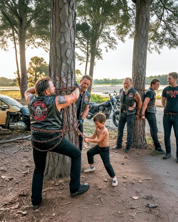 Little Boy Found Four Hell’s Angels Chained to Tree — What He Did Next Shocked 2,000 Riders