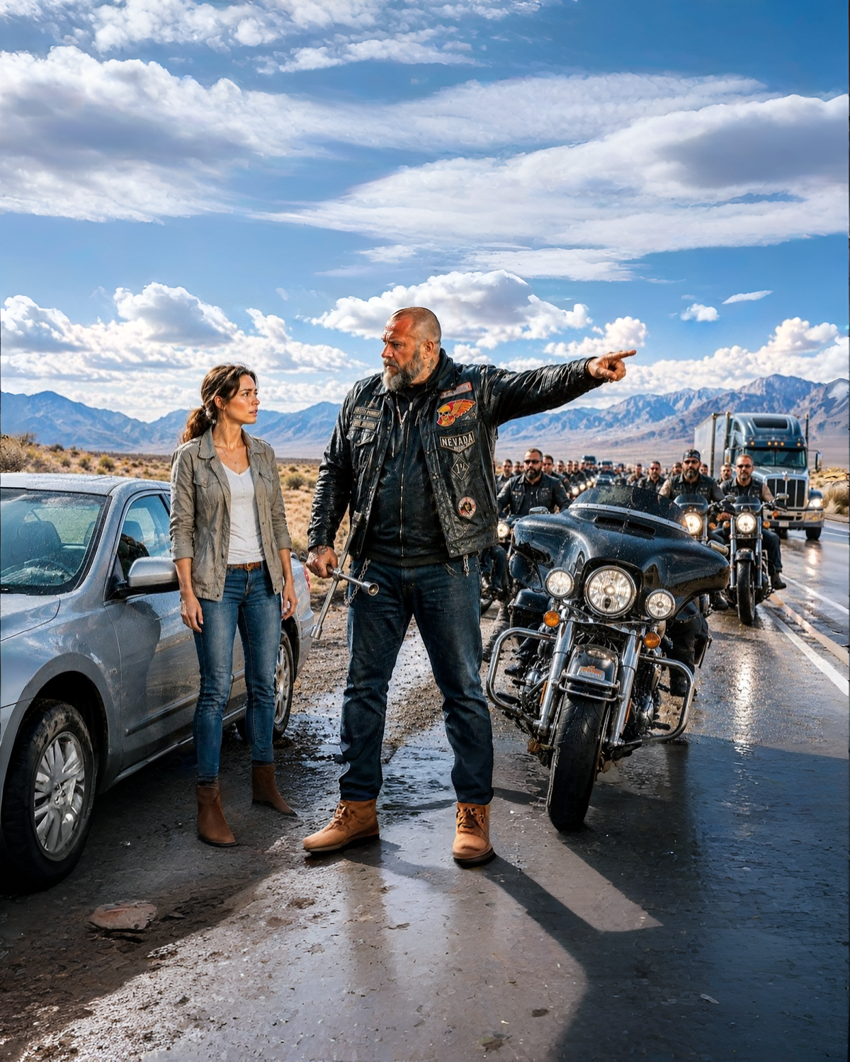 She Got a Flat Tire on a Dark Highway. A Hells Angel Pulled Over — What He Did Next Shocked Her
