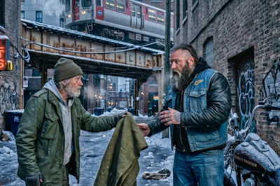 A homeless veteran gave a Hells Angels biker his only blanket on a freezing Chicago night—expecting to die. He woke up in a warm bed. But the shocking twist? The biker’s uncle was the fallen comando he’d never forgotten.