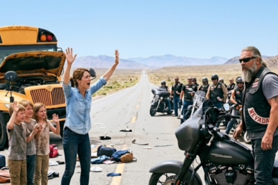 A black SUV blew past 6 dehydrated foster kids without slowing down. Then came the roar of engines. 20 Hells Angels pulled over. No hesitation. No questions asked. They strapped the children to their bikes and rode 32 miles to safety. The ones everyone feared… saved everyone.