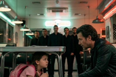 A 6-year-old ran into a diner barefoot in the middle of winter. She dove under a biker’s table and whispered: Please don’t tell him I’m here. The big scary man with tattoos and a leather vest…didn’t move an inch when the stepfather walked in. He called 15 brothers instead.