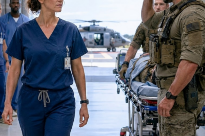 They called her the tortoise. They were literally writing her suspension papers when a military helicopter landed on the roof. Five Navy SEALs burst in — and the biggest one froze mid-rage the moment he saw her. Chief, he whispered. The whole ER went silent.