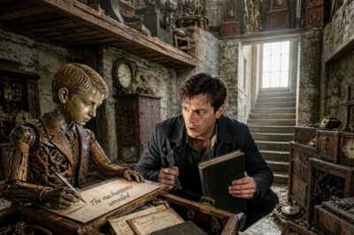 They gave him a crumbling clock shop and a $42k tax bill. His brother got millions. Then he found the automaton in the basement. Inside? A secret ledger that brought down an empire—and a mechanical boy who wrote only two words: *Look deeper.*