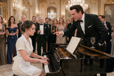 She was just a tired waitress trying to survive. He was a billionaire trying to humiliate her in front of the world’s elite. He demanded she play piano “or else”. So she sat down… and played like a fallen prodigy who had nothing left to lose. The room went silent. Then exploded.