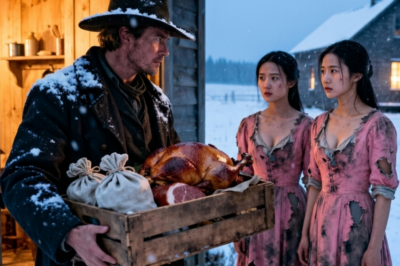 They had nothing for Christmas dinner. Two identical twins in faded pink dresses, starving on a frozen ridge. Then a rancher knocked. “Overbought,” he lied. Ham, turkey, gold coins, and a reason to live. He came for the cold. He stayed for the dumplings. And the spring.