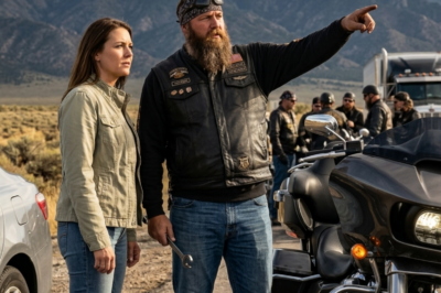 **”A flat tire on the loneliest road in America. 2 a.m. No phone signal. Then a Hells Angel pulled up. I thought my nightmare was just beginning—until he showed me what real protection looks like.”**