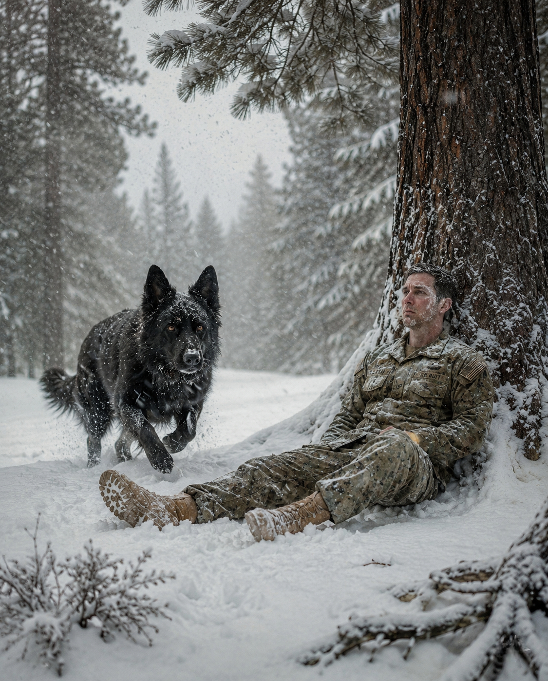Giant Black Shepherd Saw Former Navy SEAL Near Death in the Snow—Then It Did the Impossible