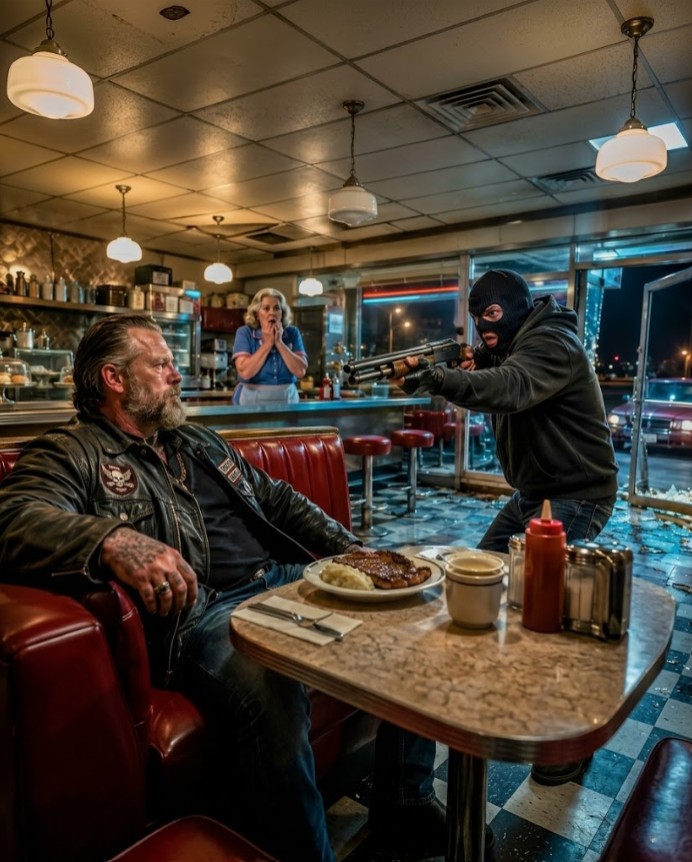 Thieves Tried To Rob A Diner, Not Knowing The Hells Angels Were Inside—The Security Footage Is Wild
