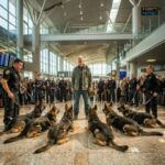 7 Military Dogs Circled the Old SEAL at the Airport — Then He Spoke One Word and They All Dropped