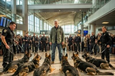 7 Military Dogs Circled the Old SEAL at the Airport — Then He Spoke One Word and They All Dropped
