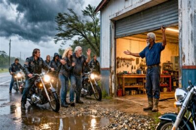 Old Black Mechanic Helps 12 Stranded Bikers in Rain — What Rolls Into His Shop Brings Him to Tears