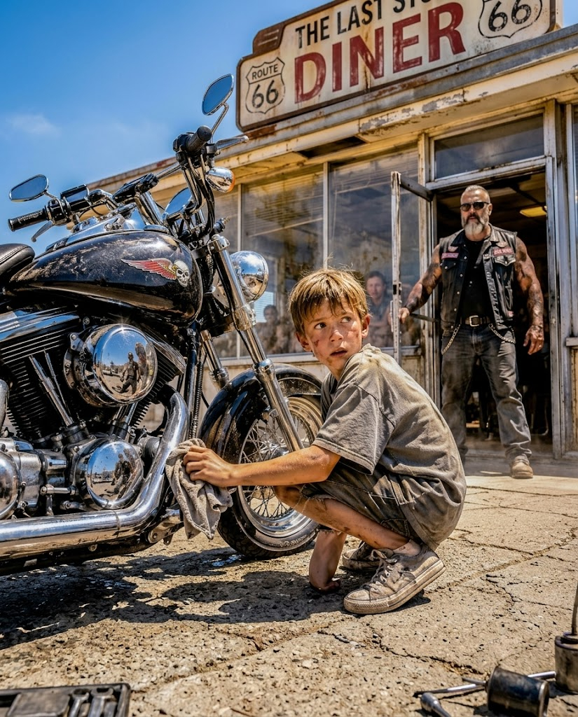 A Hungry Boy Cleaned a Biker’s Harley for $1 — Next Day, 140 Hells Angels Surprised Him