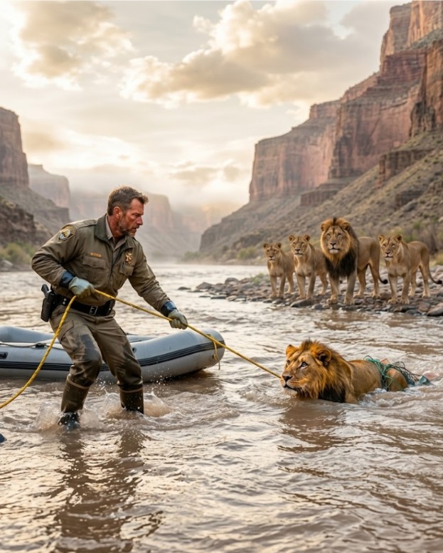 Ranger Pulls Lion from River – The Pride’s Response Afterwards Shocked Every Witness