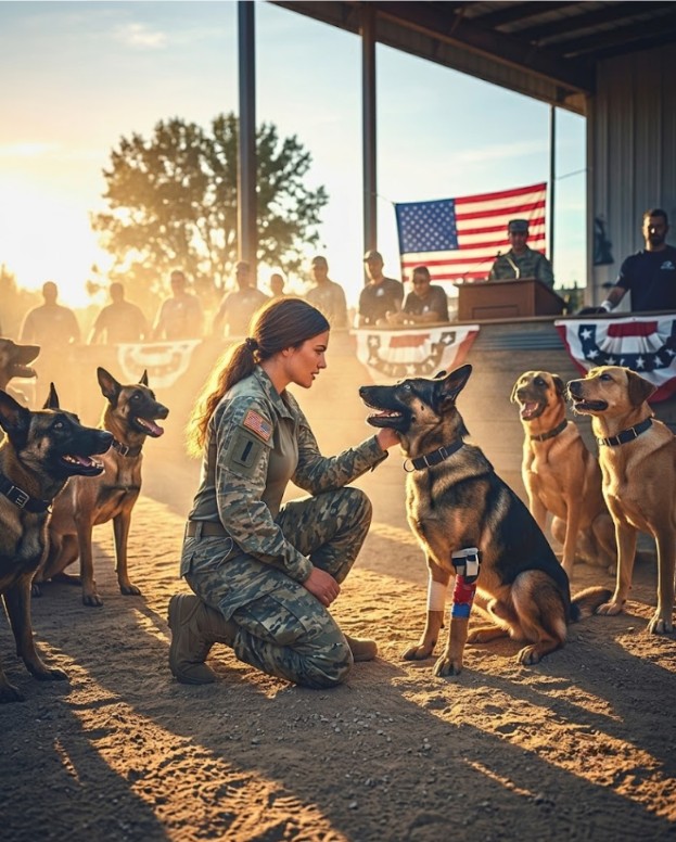 SEAL's Daughter Entered the Retired K9 Auction Alone, Dogs Froze When She Spoke Her Mom's Name