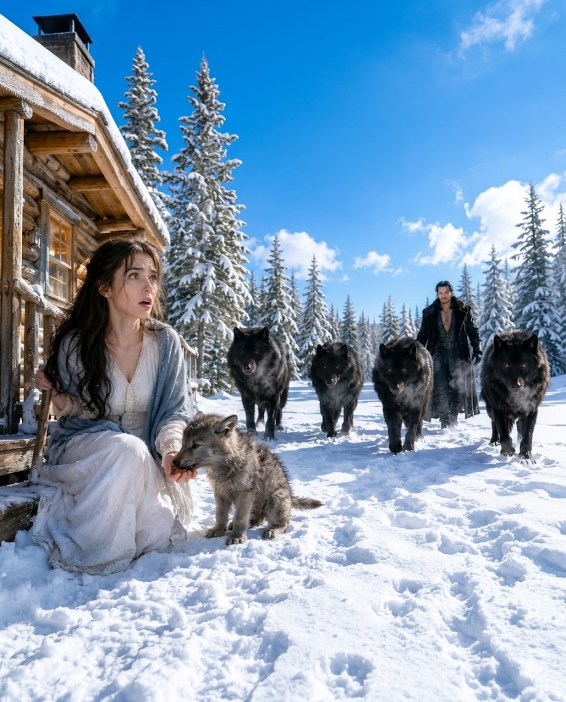 Rejected Omega Fed a Pup Every Day — One Day, Four Black Wolves Pulled Up to Her Cabin