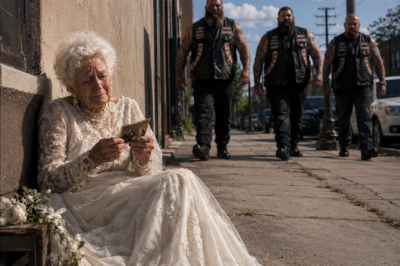 Old Woman Was Found Sitting Alone on the Sidewalk in a Wedding Dress —No Biker Could Hold Back Tears