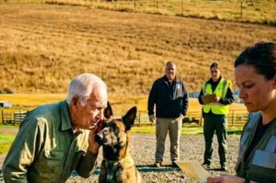 They said the K9 was broken. Too far gone. The 81-year-old farmer didn’t argue. He just knelt in the gravel, whispered Kestrel — and a dog who hadn’t moved in hours suddenly remembered how to breathe.