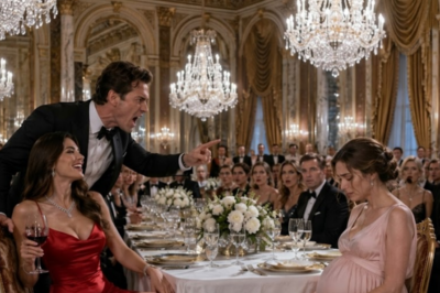 He handed his pregnant wife divorce papers at Thanksgiving dinner. In front of 30 guests. She left quietly. No tears. No scene. Three months later, she walked into his $950M signing gala… pressed play on a tape recorder… and watched his empire collapse.