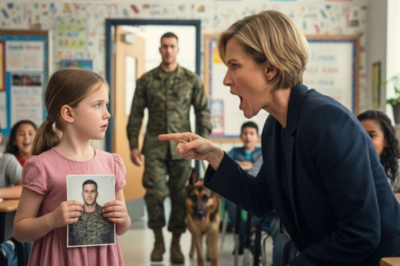 A teacher took an 8-year-old’s project and dropped it in the trash. Then asked her to apologize for making things up. The next morning, a knock at the classroom door. A Marine. Standing straight. A K9 at his side. My daughter doesn’t lie.