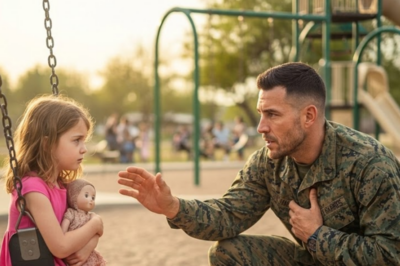 A Marine volunteered at an orphanage. His dog stopped walking and lay down in front of one little girl. He’d never seen Axel do that for anyone. Then the girl looked up. Same blue eyes. Same dimple. Her name is Anna, she said. That was my mom’s name.